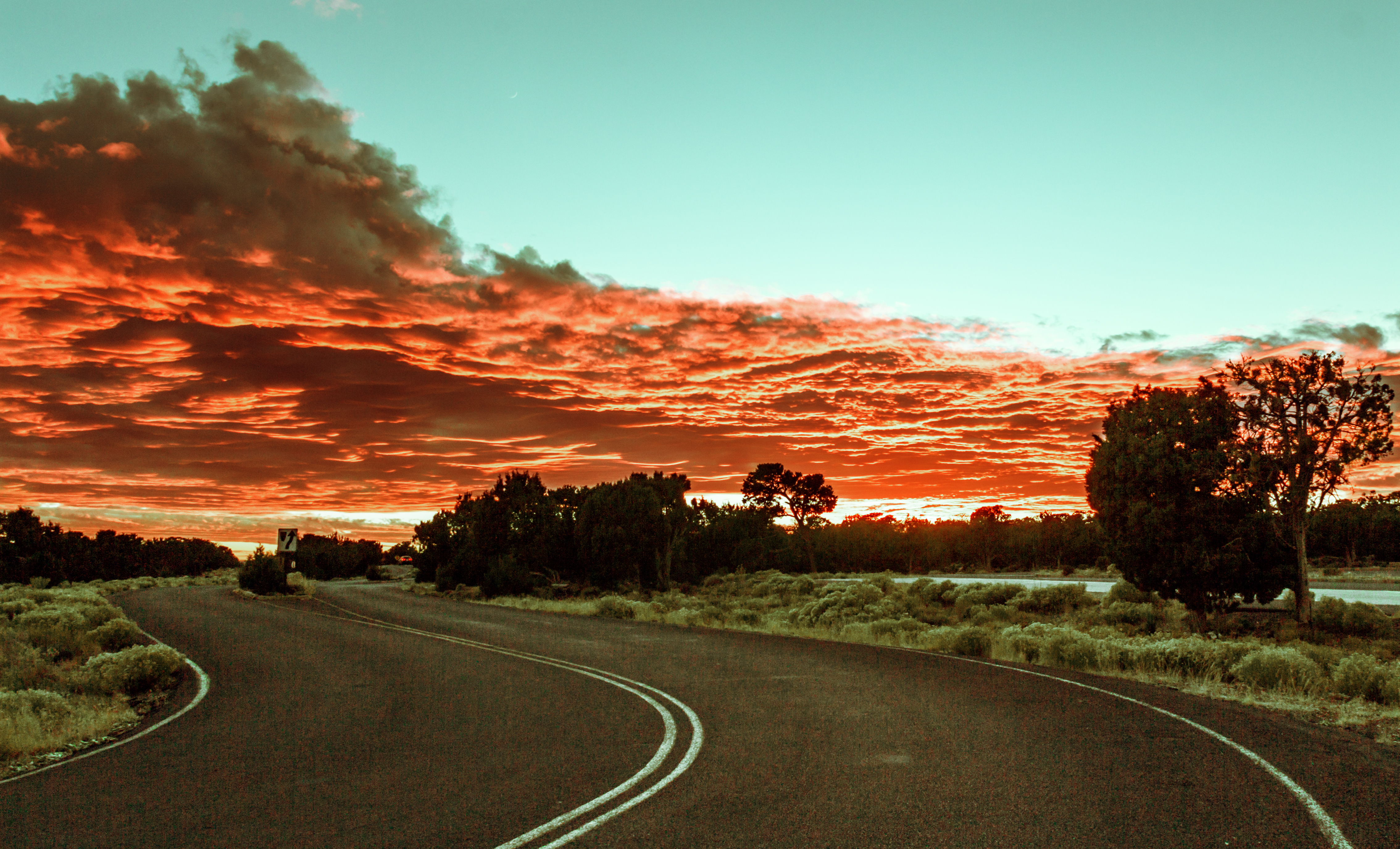 Rural road at sunset
